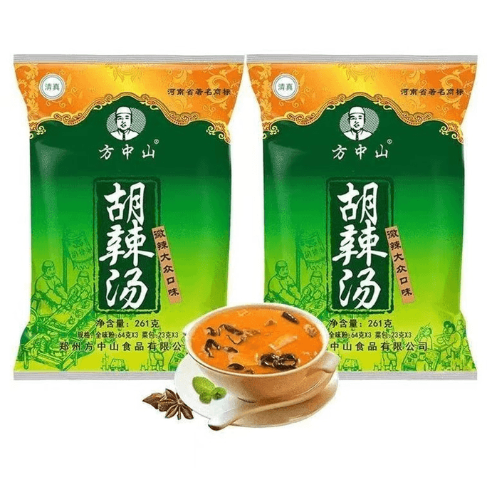Fang Zhongshan Spicy Pepper Soup [Special Offer: 2 Bags] Halal, Mildly Spicy, 261g*2 Bags [Henan Specialty] Specialty Snack Breakfast Meal Replacement
