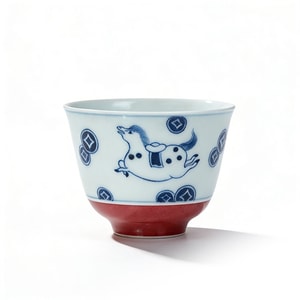 Immediate Wealth Small Elegant Cup Blue White with Xuande Red 60ml