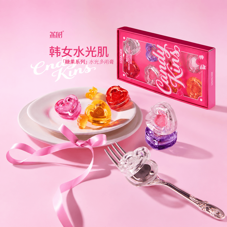 【중국 직배송】 리슈 캔디 과일 멀티 컬러 크림 하이라이터 블러셔 레드 아이섀도우 멀티 유즈 컴비네이션 팔레트 03# 복숭아맛 【소녀 바비 핑크】*1 5