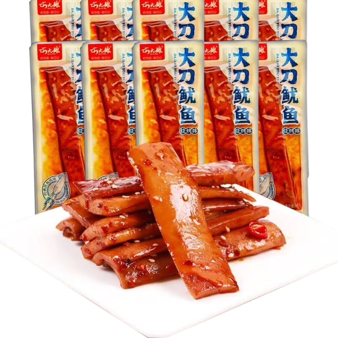 Qiao Da Niang Big Knife Squid Fillet Snack Seafood Instant Barbecue Flavor 14g*10 packs