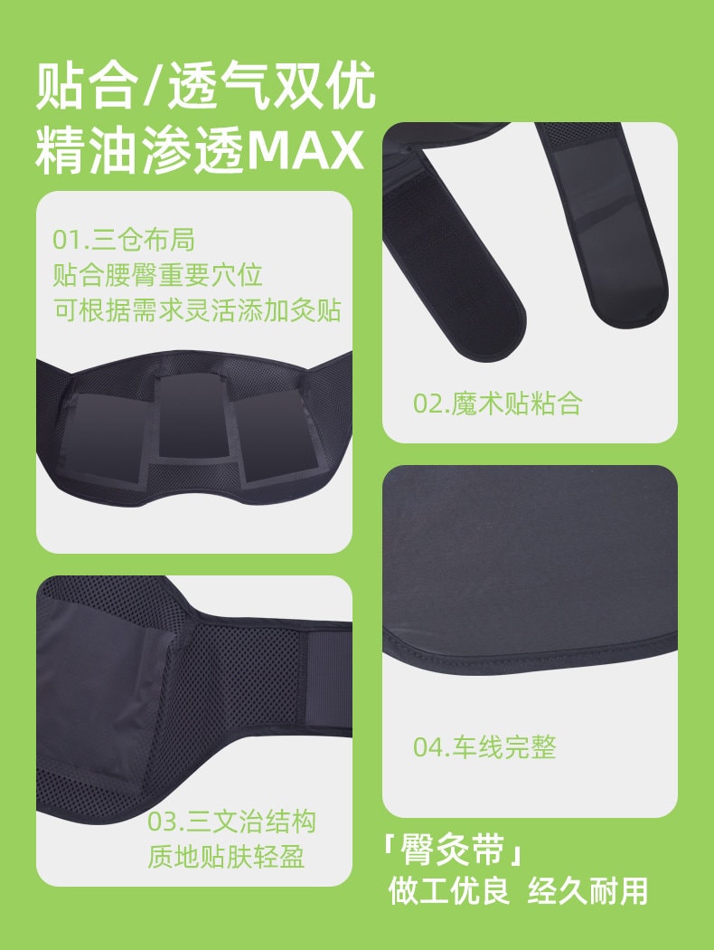 【中国直邮】 艾邑 艾灸臀部热敷神器坐灸人参龙脑臀灸贴八髎穴随身灸腰臀淤堵草本贴 黑色 一个装