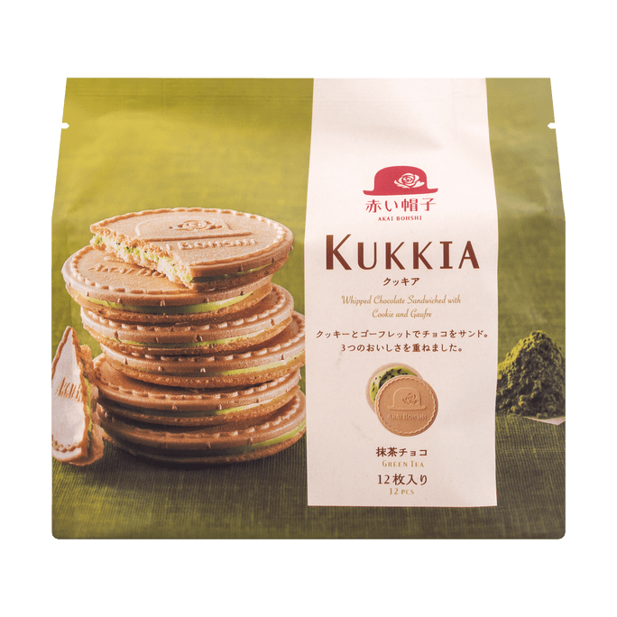 TIVOLINA Akai Bohshi KUKKIA Whipped Chocolate Matcha Geen Tea Sandwiched with Cookie  93.6g*12pcs