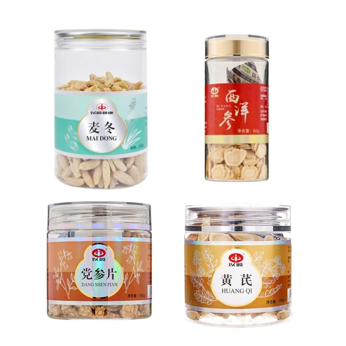 Yuanqi Four Treasures Tea Maidong200g*1 Dangshen150g*1 Huangqi 100g*1 American Ginseng 60g*1