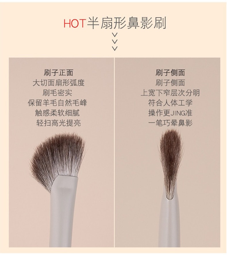 美国 NOVAGLOW 【官方旗舰店】云瓷系列 纤维毛斜角修容刷 纯羊毛半扇型鼻影刷 轮廓刷套装 2支