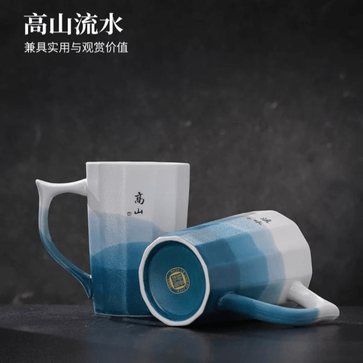 中国直送】景徳鎮公式陶器製水椀／茶椀（カップル用）、そよ風スタイル