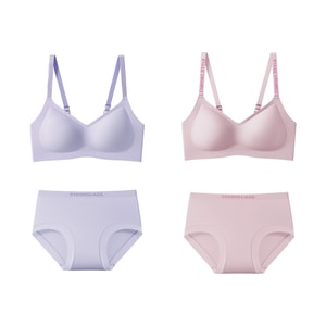 [中国直送] ハーブカラーブラセット 新作 快適 スモールプッシュアップ 反重力リフトブラ ライラックパープル+タロイモピンク XL(116-135 キャティ)*1