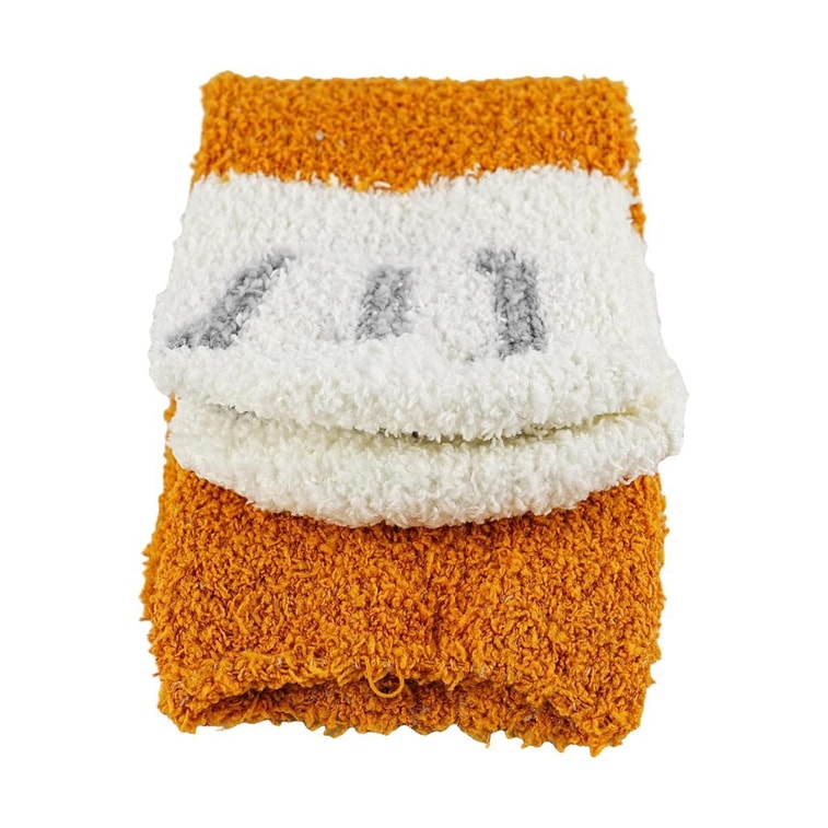 毛絨絨襪 貓爪珊瑚絨 卡其色 4