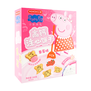 億智×小豬佩奇限定聯名 高鈣注心餅乾 草莓味 160g 【高鈣益生元】