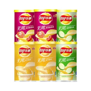 【中国直邮】 Lay's乐事 乐事 乐事 无限薯片罐装 原味40g*2罐+黄瓜40g*2罐+番茄40g*2罐 追剧春游休闲小吃零食