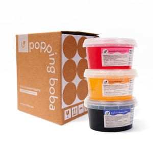 YAMI Exclusive  Fruit-Flavored Popping Boba 3-Pack Set | Strawberry, Mango & Blueberry | Zero Fat | Caffeine-Free