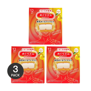 Megrhythm Renewing Steam Warming Eye Mask, 12 Counts*3 #Yuzu Scent - Eye Fatigue Relief【Value Pack】