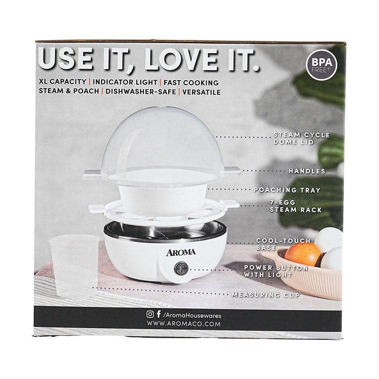 ミニ エッグ スチーマー 電動 エッグ ポーチャー 卵 7個 ホワイト AEB-807 4