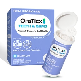 OraTicx Teeth & Gums Dental Probiotic Naturally Supports Oral Health Grape Flavor 30 Lozenges