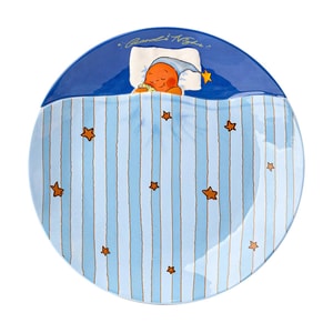 川島屋 星星人盤 餐具盤家用菜盤分格餐盤早餐盤 藍條紋 8.5"