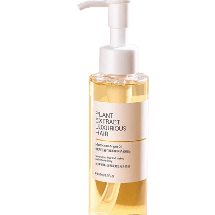 여성용 한국산 허브 5가지 곡물 헤어 오일 - 곱슬거림 방지, 윤기 부여, 수분 공급, 오래 지속되는 향기 (건조하고 손상되었으며 파마 및 염색 모발용) (110ml)