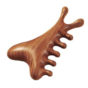【High Quality Golden Sandalwood】 Monster 4-in-1 Multi-functional Scalp Massager Comb 1 piece Gua Sha Tool
