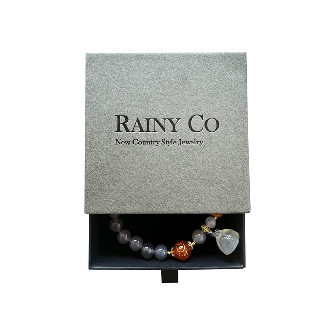 RAINY CO 新しい中国スタイルの天然スモーク紫瑪瑙ブレスレット # 蓮のペンダント