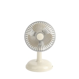 Vintage Handheld Fan Mesh Cover Removable Washable Powerful Sound #USB Rechargeable Irony White