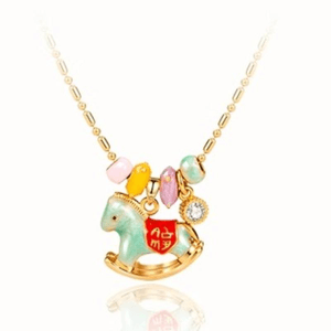 Aji Bean Chain Female Zodiac Instant Money Pendant Red Love Clavicle Chain Gold+Colorful Perimeter 21-50cm