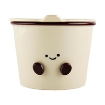 Cocoa Bean Series Covered Noodle Bowl, Ceramic, Large - Capacity for Microwave