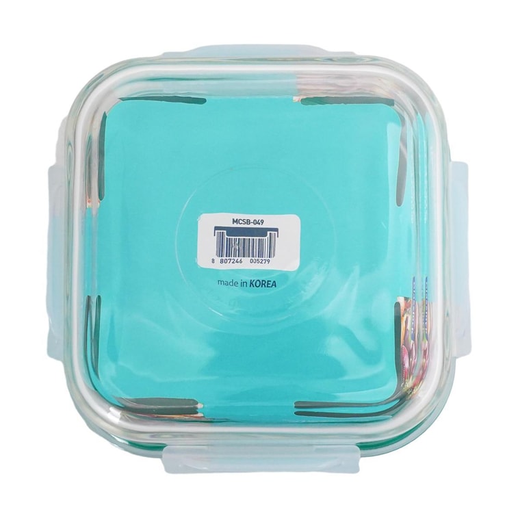 Square Glass Food Container, 16.6 fl oz Airtight Microwave Fridge Safe 4