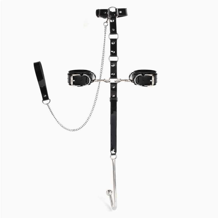 Smoo SM レザーボンデージ ステンレススチール アナルプラグ フックセット ウェアラブルハーネス セクシーボンデージ セックストイ 1セット 4
