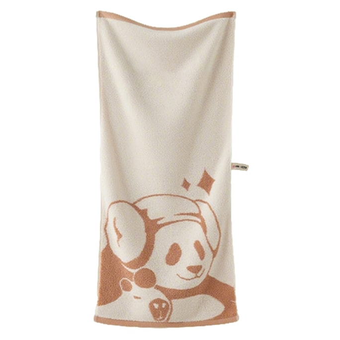 洁丽雅 纯棉毛巾 1条 (棕色) 自在熊猫系列柔软吸水成人家用亲肤洁净洗脸毛巾