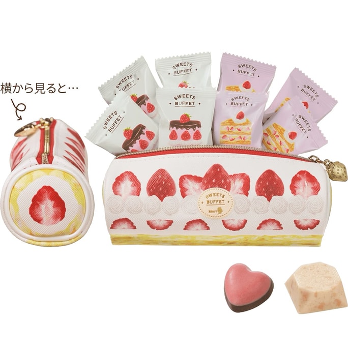 [일본에서 다이렉트 메일] MARY'S 2024 발렌타인데이 한정 딸기 시리즈 초콜릿 캔디 선물 상자, 딸기 필통, 8개입