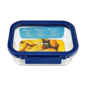 Rectangular Glass Lunch Box Heat Resistant Airtight Leakproof Bento Box 600ml