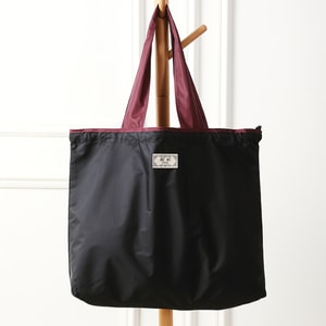 【中國直郵】 HSPM 新款可折疊防水收納便攜式大容量抽繩單肩包 黑色大號 F