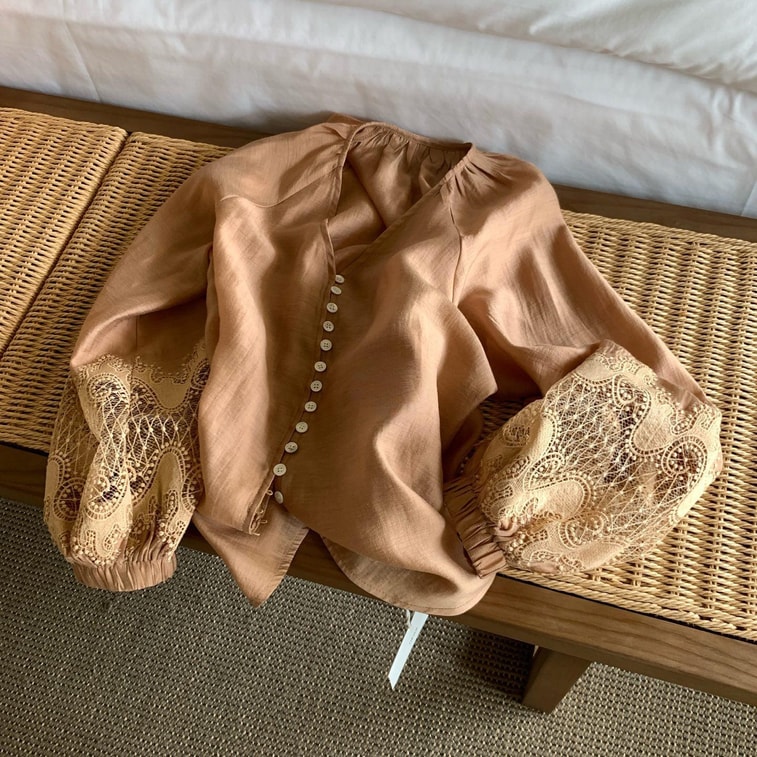 Amber Lace Sleeve Blouse Orange One Size 5