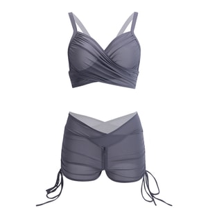 Fun Lingerie Sexy V-neck Backless Hollow Yoga Camisole Shorts Set Dark Grey One Size