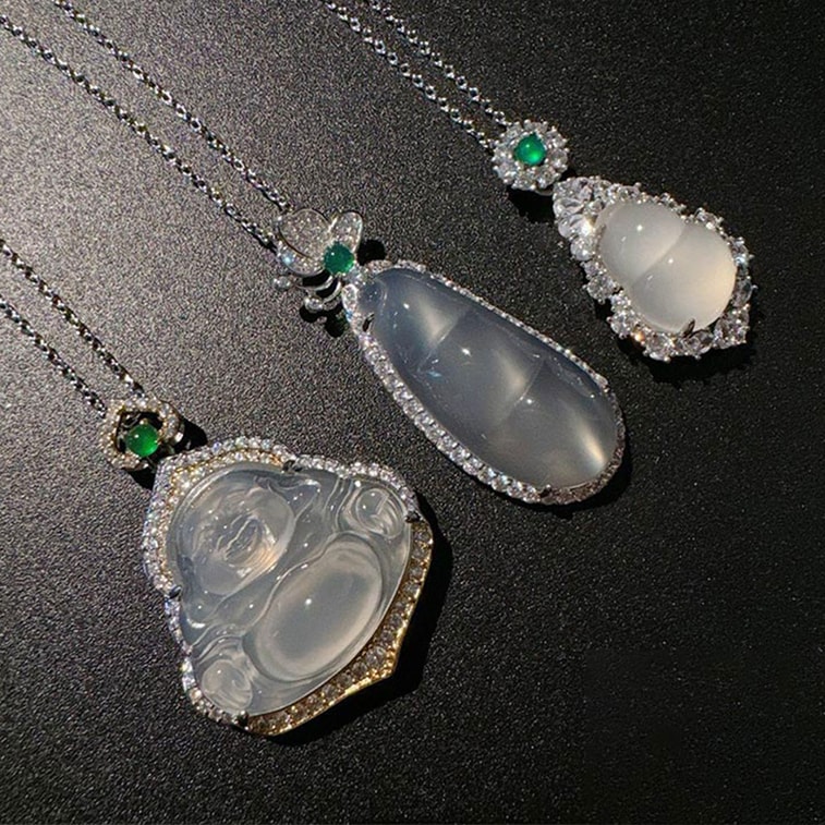 New Arrival Lychee Jelly White Chalcedony Necklace, Lucky Bean Pendant Necklace - F 1Piece 4