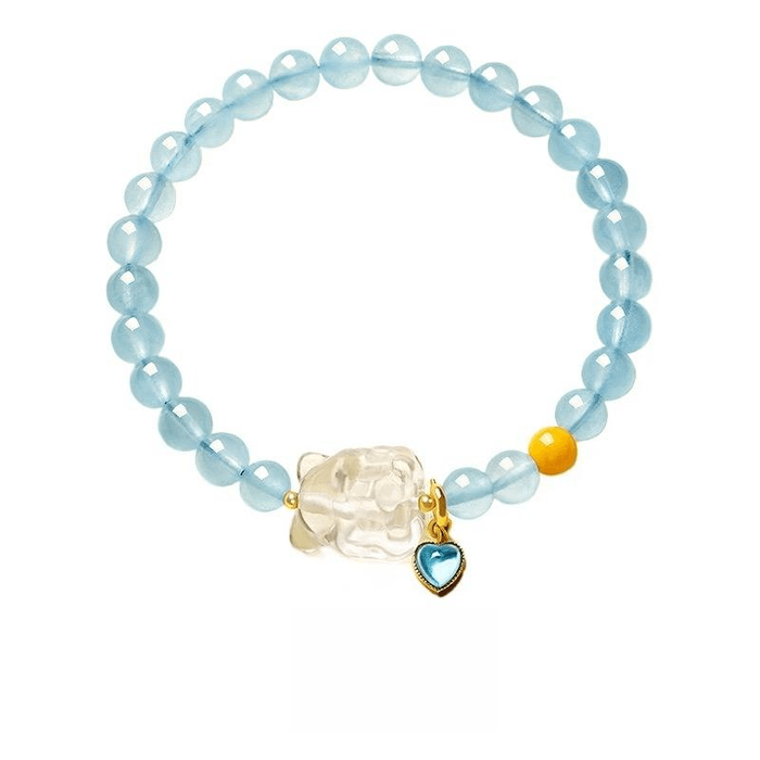 Gong Li's New Crystal Bracelet For Women, Natural Sea Blue Treasure Bracelet, Exquisite Nine Tailed Lucky Charm, 15cm
