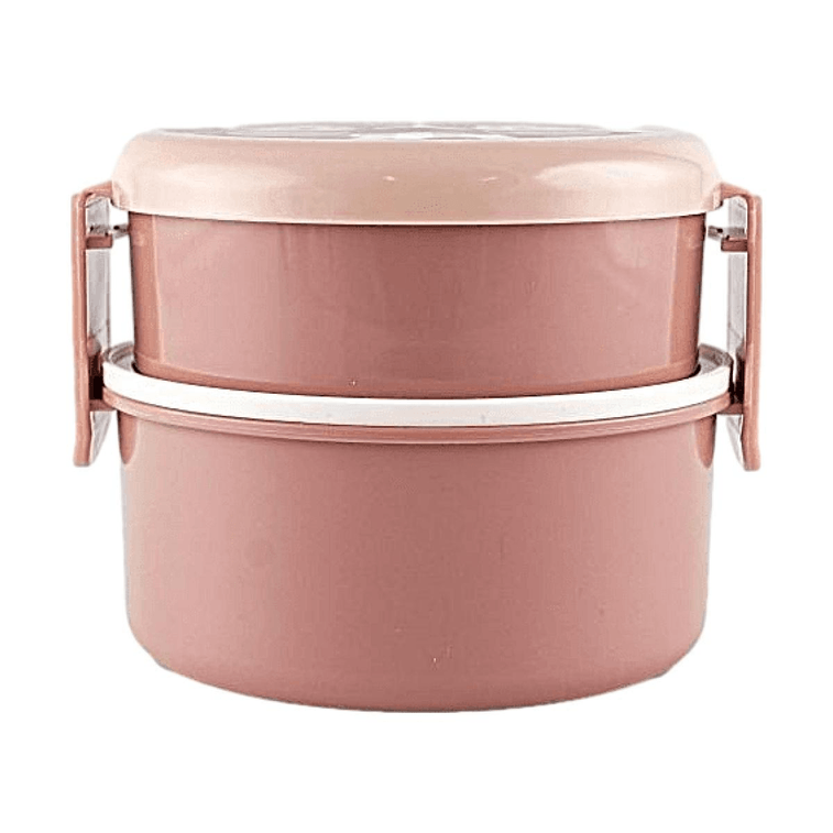 Monchhichi Round Double-Layer Lunch Box with Fork【Microwave Safe】【Compact Storage】 4