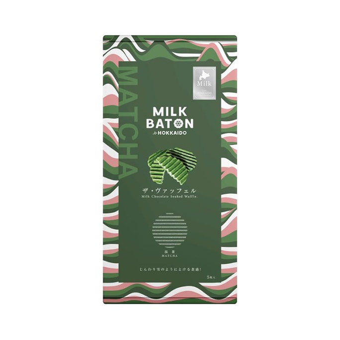 【日本直送】日本ミルクバトン ワッフル 抹茶味 5枚入り