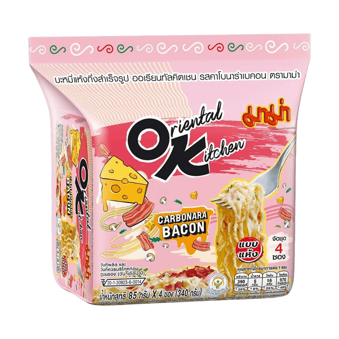 Oriental Kitchen Instant Stir-fried Noodles, Carbonara Bacon Flavor, 3 oz *4 Packs【7-Eleven Popular Products】