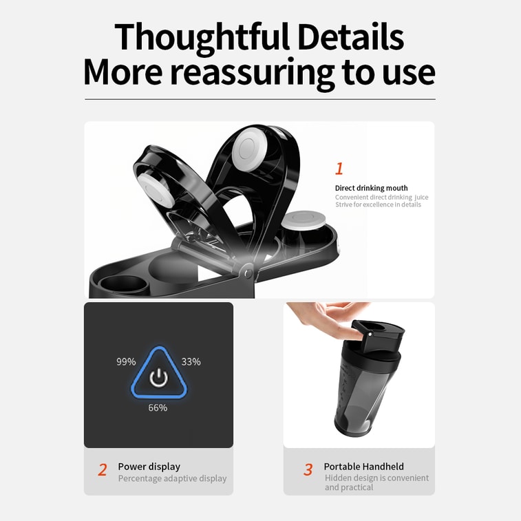 Portable Juicer Cup Powerful Ice Crushing Black 700ml 3