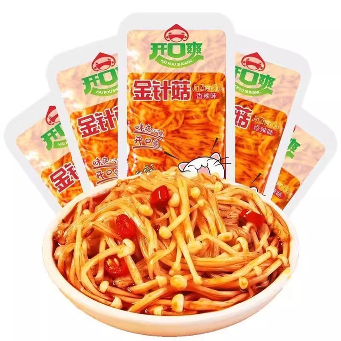 黑五大促【中国直邮】 开口爽 「香辣金针菇」开袋即食下饭菜 咸菜零食 麻辣榨菜小吃 大袋装 解馋佐餐 180g