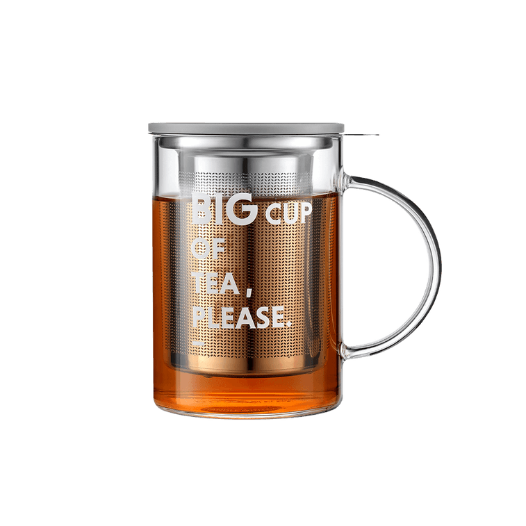 Tasse à Thé Chaud en Verre Transparent Résistant à la Chaleur avec Infuseur en Acier Inoxydable, Gris, 16,9 fl oz 5