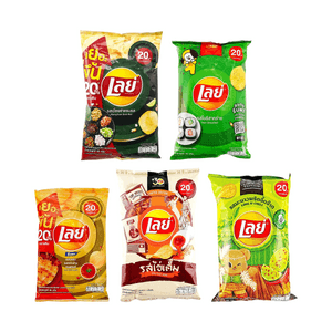 Potato Chips,Salt Egg+Chili Lime+Miang Kham+Hot Chili Squid+Seaweed Flavor, 7.9 oz【5种口味组合装】