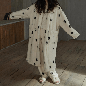 Cream Numeric Pajama Set M Size