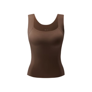 Women's Thermal Underwear for Autumn and Winter Tank top with built-in bra pads Coffee brown Size: M Suitable 40-55kg