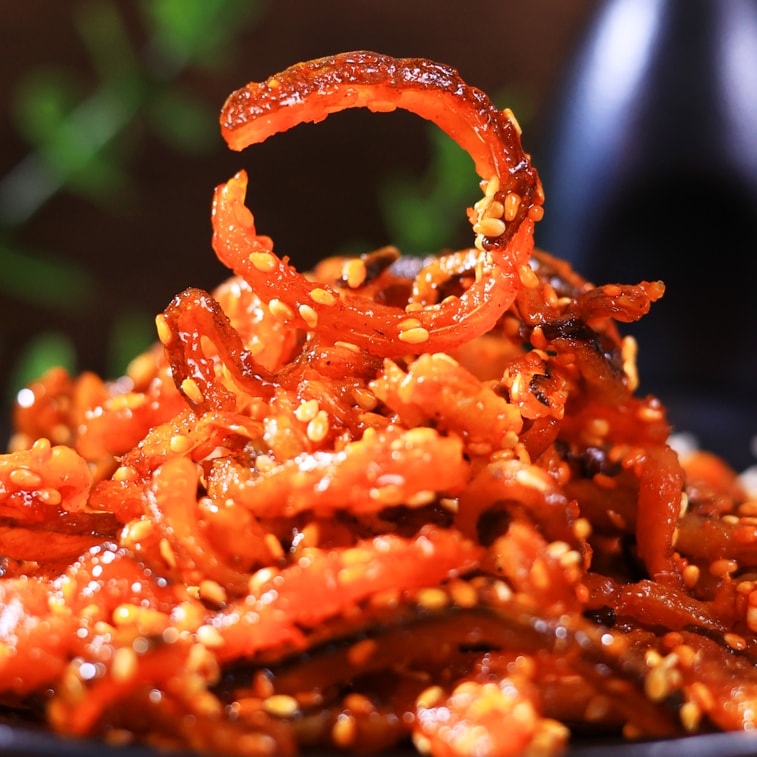 水一方 【海鮮零食寶藏】 鰻魚絲 香辣味海鮮即食小魚乾下酒菜 100g 【甜辣酥脆】【網紅爆款】 4