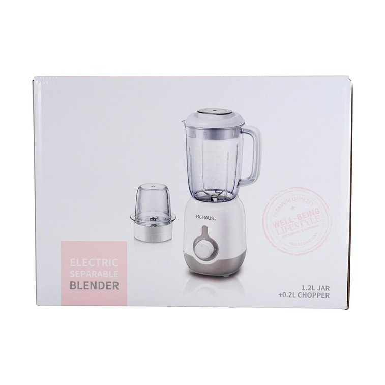 Detachable Blender White 2-in-1 Mixer Chopper 1.2L + 0.2L Capacity 6