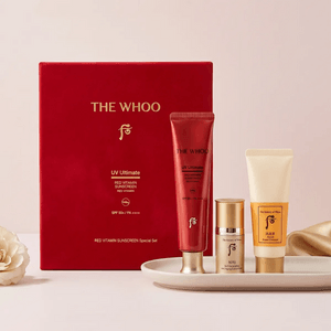 韓國THE HISTORY OF WHOO後 紅維他命防曬禮盒 SPF50+ PA++++ 提亮養膚防曬 75ml+秘貼精華8ml+潔面40ml