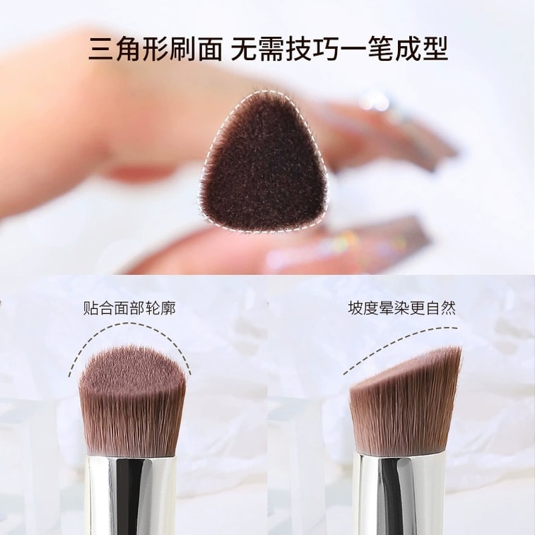 瑪莉安 【官方授權旗艦店】斜三角熨斗刷 高光刷臉部中淚溝提亮刷 +子彈頭遮瑕刷 2支 10