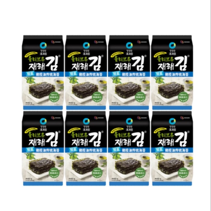 【中國直郵】 清淨園 輕鹽橄欖油傳統海苔 即食拌飯海苔 兒童海味點心 4g×8小袋