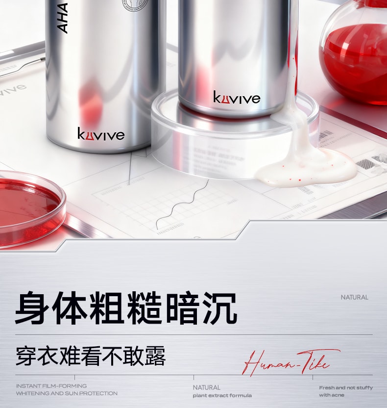 【中国直邮】 新加坡 Kuvive 果酸焕白身体乳 美白身体乳保湿滋润女皮肤干燥止痒果酸去鸡皮持久留香润肤乳 300g/瓶