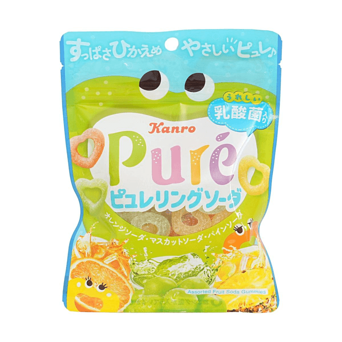 日本KANRO甘乐 Pure心型软糖 什锦苏打味 63g【酸甜清爽】【心形造型】